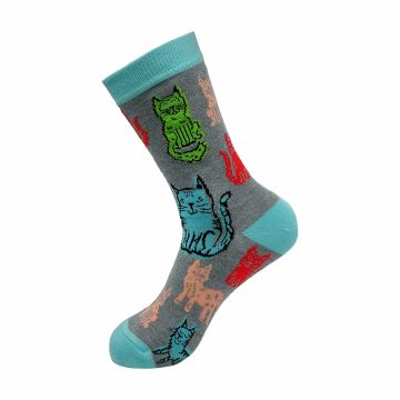 ECO CHIC - Bamboo Sock - SK06GY - Grey Cats
