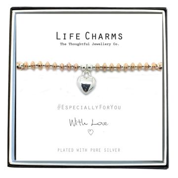 Life Charms - EFYENC001RG - EFY Rose Gold Heart & Rose Gold Bracelet
