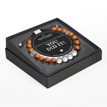Life Charms - Gentlemen armband - M08 - Congratulations - Tijgeroog-zilver (16,5-21 cm) 