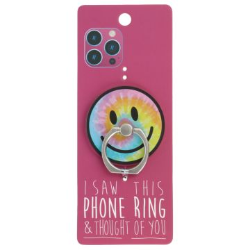 Phone Ring Holder _ PR106 - I Saw This Phone Ring - Tie Dye Smiley
