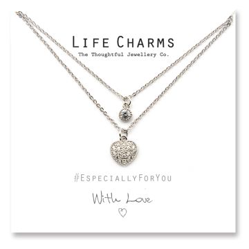Life Charms - YY23 - Necklace Silver Crystal Heart 