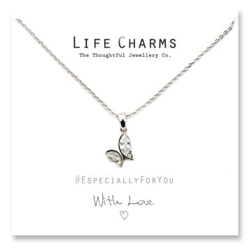 Life Charms - YY24 - Necklace Silver Crystal Butterfly